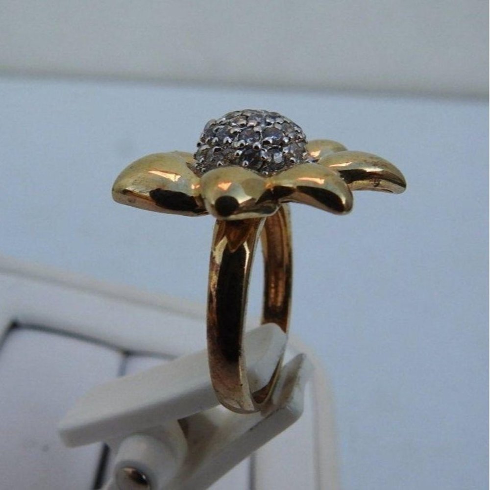 Stylish Women's Flower Statement Ring, Vermeil Si… - image 5